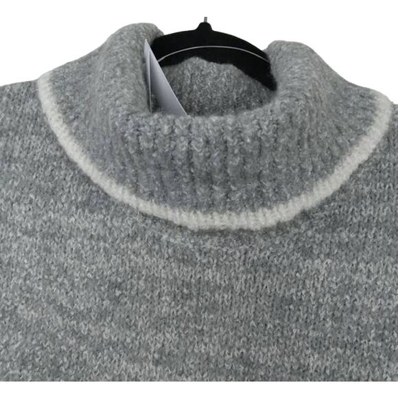 Topman Men's Tipped Roll Neck Sweater Large Heather Gray NEW Turtleneck Modern - Picture 4 of 8
